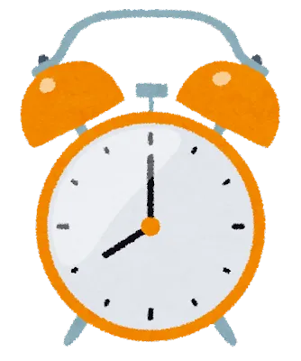 オレンジ色の目覚まし時計のイラスト
