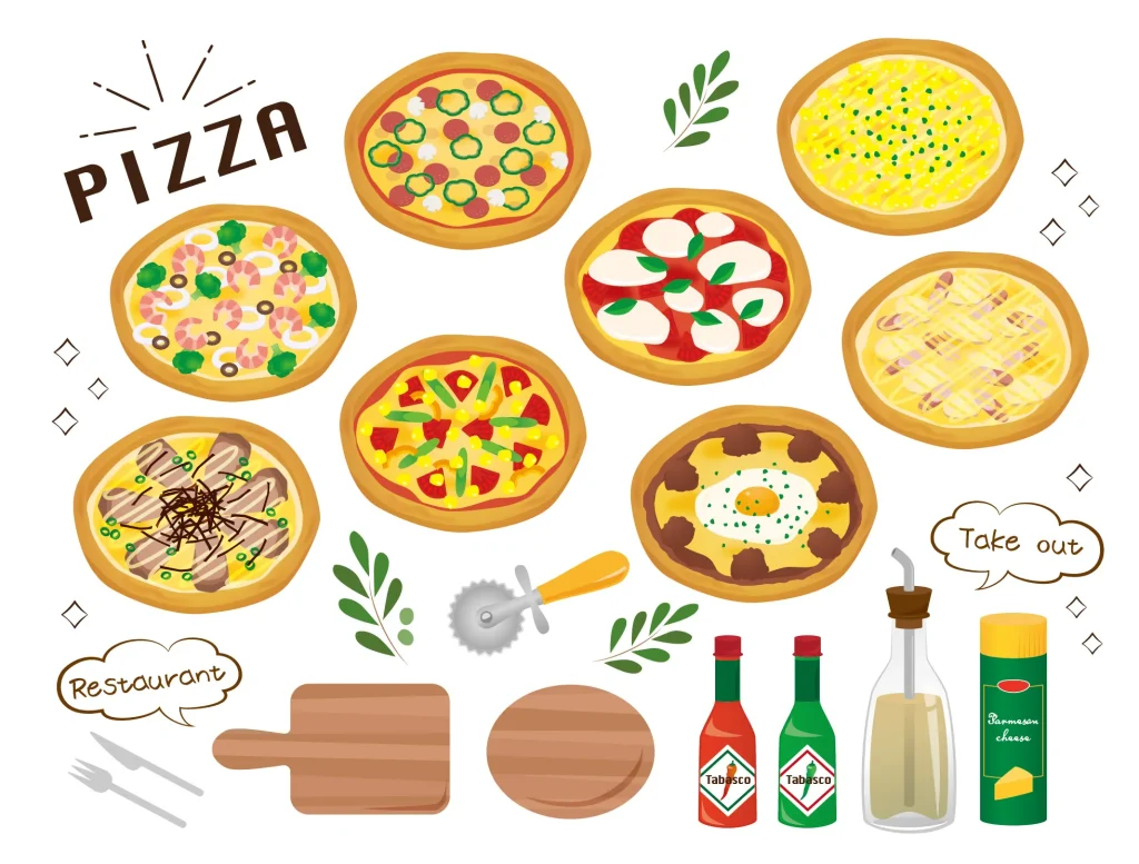 様々なピザのイラスト